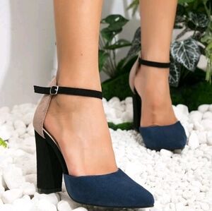 Chic Blue and Tan Women's Heels